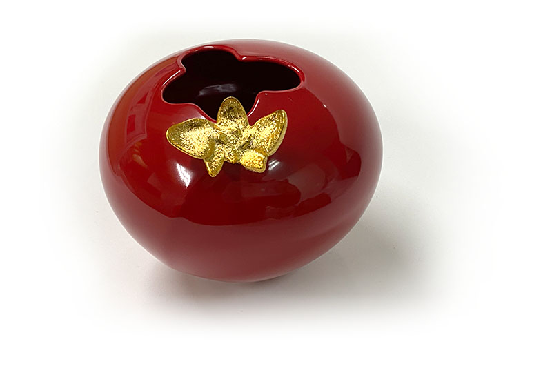 傑作陶 G51繪金紅苞瓶(鍍鈦)